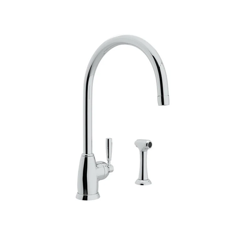Kitchen Faucet Holborn Contemporary 1 Lever Polished Nickel Swivel C-Spout 2 Hole 1.8 Gallons per Minute - Frankwebs