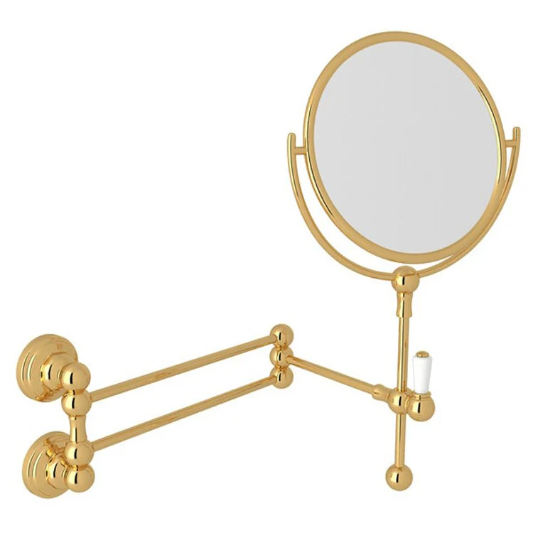 Shaving/Make Up Mirror Edwardian 6-7/8 Inch Satin Nickel Wall Mount Swivel 3X Magnification On One Side Round Brass/Glass - Frankwebs