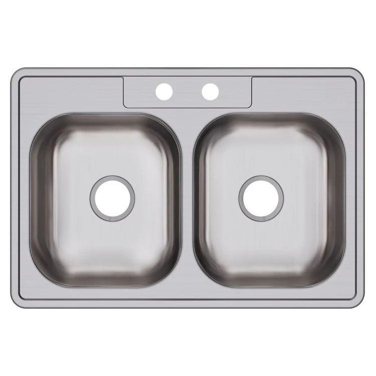 Kitchen Sink Dayton 33 x 22 Inch Double Bowl Equal 2 Hole ADA Satin Top Mount Rectangle Drain Location Center Depth 6-4/7 Inch Bottom Only Pads - Frankwebs