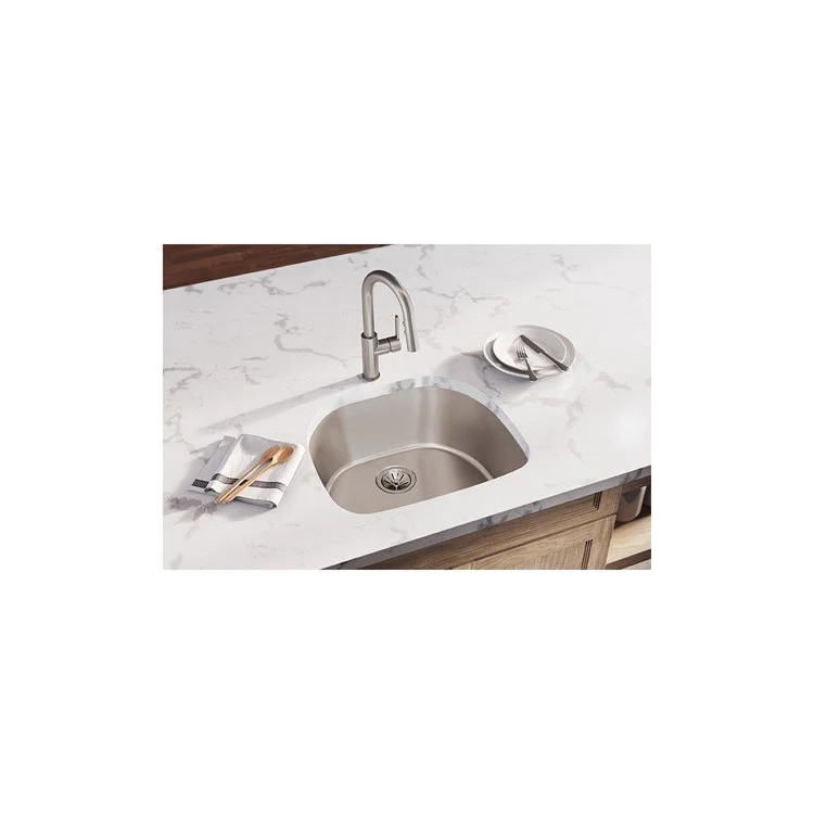 Kitchen Sink Lustertone Iconix 23.625 x 21.25 Inch Single Bowl Luminous Satin Undermount Drain Location Rear Center - Frankwebs