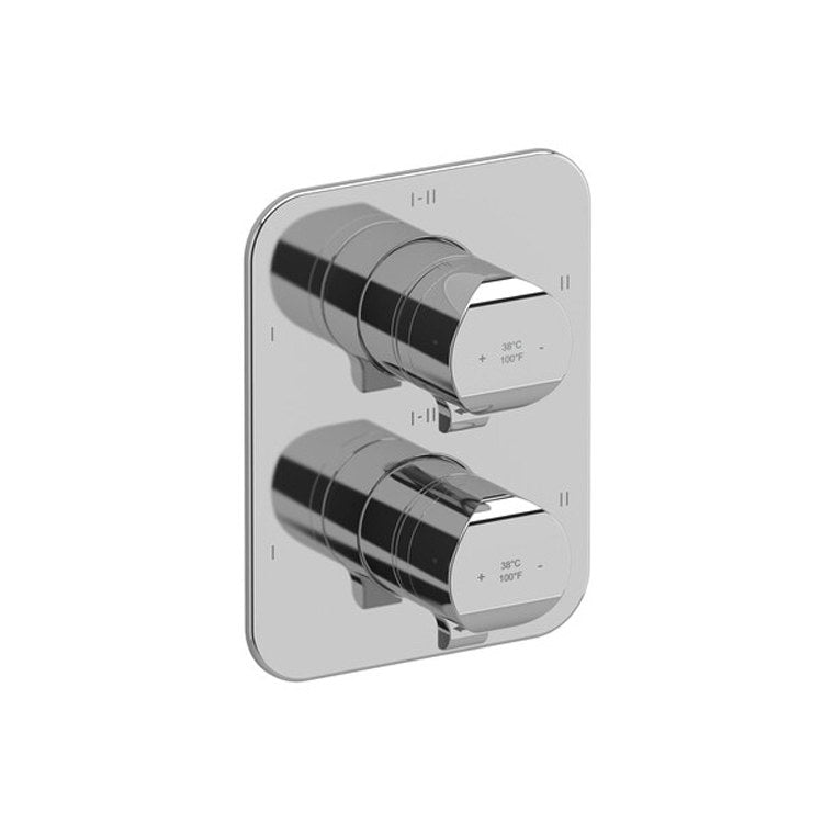 Thermostatic and Pressure Balance Valve Trim Salome 3/4 Inch Rectangular 4-Way 6 Function 2 Lever Chrome - Frankwebs
