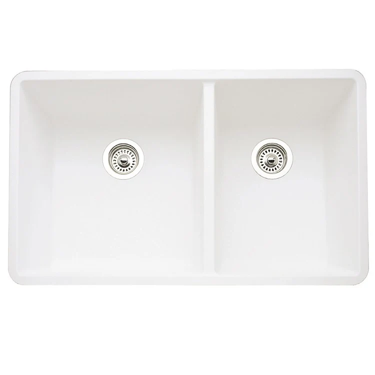 Kitchen Sink Precis 33 x 18 Inch Double Bowl 1-3/4 Bowl Coal Black Undermount Rectangle Silgranit - Frankwebs