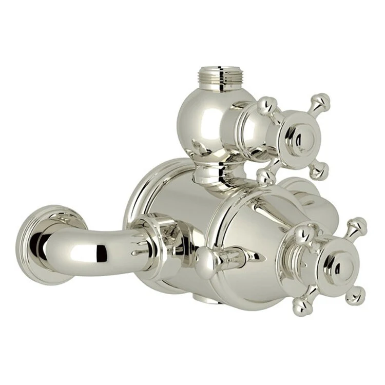Thermostatic Valve Trim Georgian Era Exposed with Volume & Temperature Control 2 Cross Satin Nickel - Frankwebs