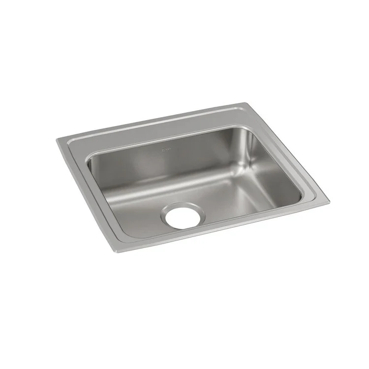 Kitchen Sink Lustertone Classic 22 x 19.5 Inch Single Bowl ADA Lustrous Satin Drop-In Rectangle Drain Location Rear Center Depth 6-1/2 Inch Bottom Only Pads - Frankwebs