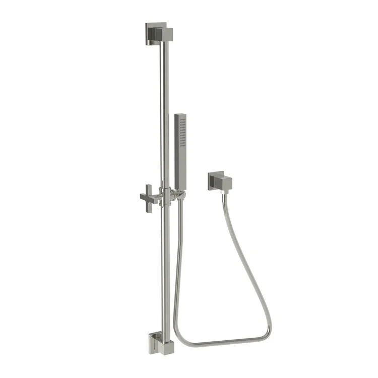 Handshower Set Tub and Shower Slide Bar with Cross Handle Satin Nickel PVD 1 Function 1.8 Gallons per Minute - Frankwebs