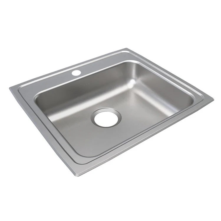 Kitchen Sink Lustertone Classic 22 x 19.5 Inch Single Bowl 1 Hole ADA Lustrous Satin Drop-In Rectangle Drain Location Rear Center Depth 5 Inch Bottom Only Pads - Frankwebs