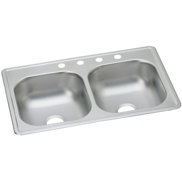 Kitchen Sink Dayton 33 x 19 Inch Double Bowl Equal 5 Hole Elite Satin Top Mount - Frankwebs