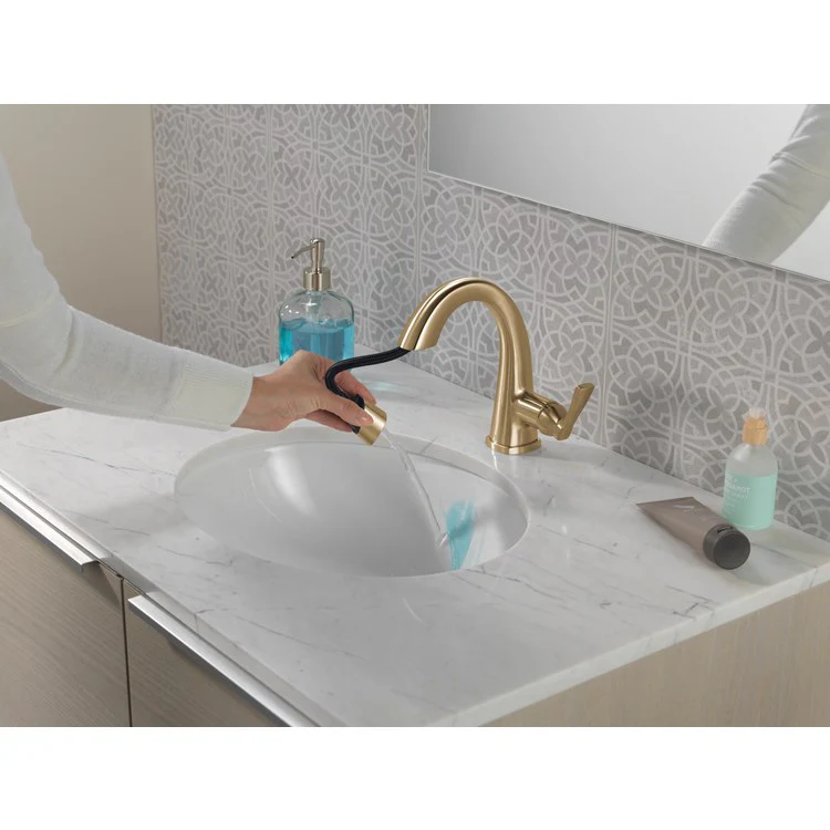 Lavatory Faucet Stryke 1 Lever ADA WaterSense Lumicoat Champagne Bronze Pull Down 1.2 Gallons per Minute - Frankwebs