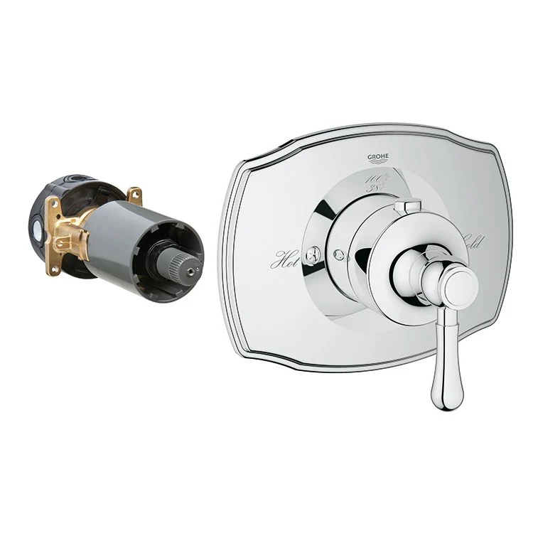 GrohTherm 2000 Authentic Custom Thermostatic Shower Valve Trim with Control Module/Lever Handle - Frankwebs