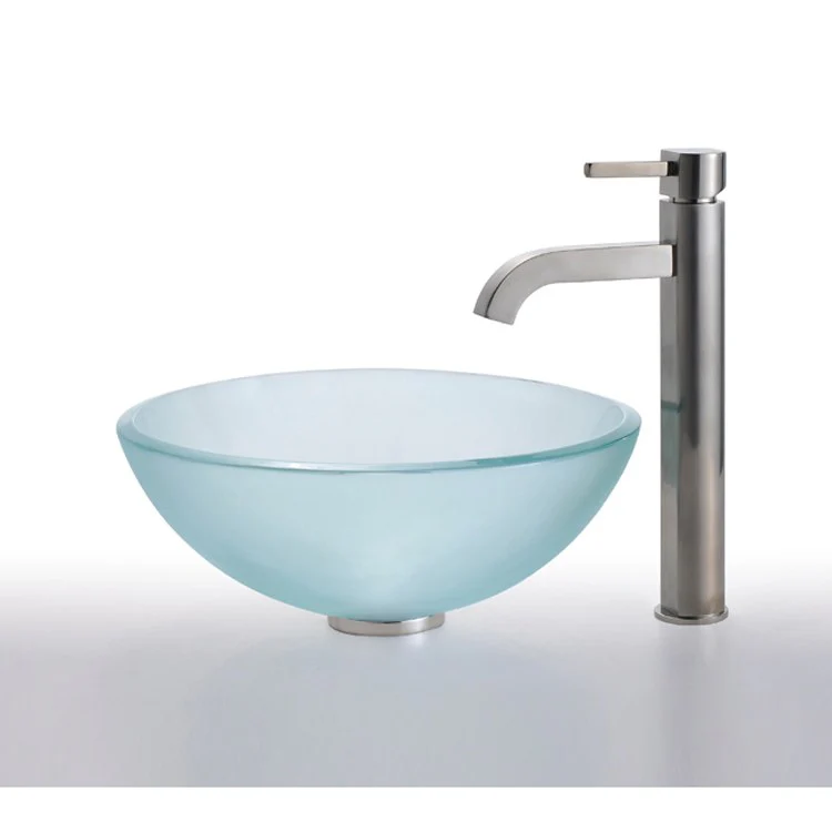 Frosted Glass Vessel Sink with Single Handle Single Hole Ramus Faucet - Frankwebs