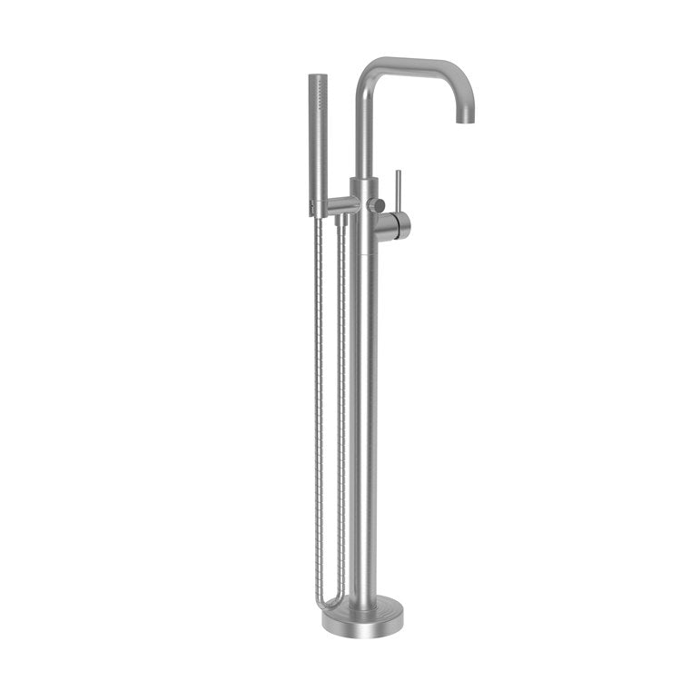 Tub Filler East Square Exposed Freestanding with Handshower 1 Lever ADA Forever Brass PVD Brass 1.8GPM Handshower - Frankwebs