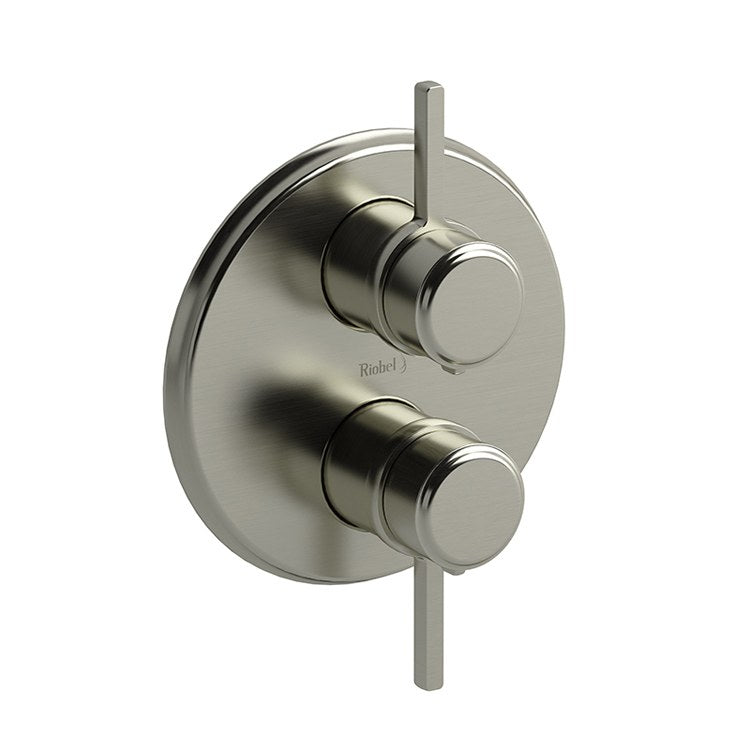 Thermostatic Valve Momenti Pressure Balance System Round 4-Way 2 Lever Polished Nickel/Black ADA 7-1/8W x 7-1/8H Inch - Frankwebs