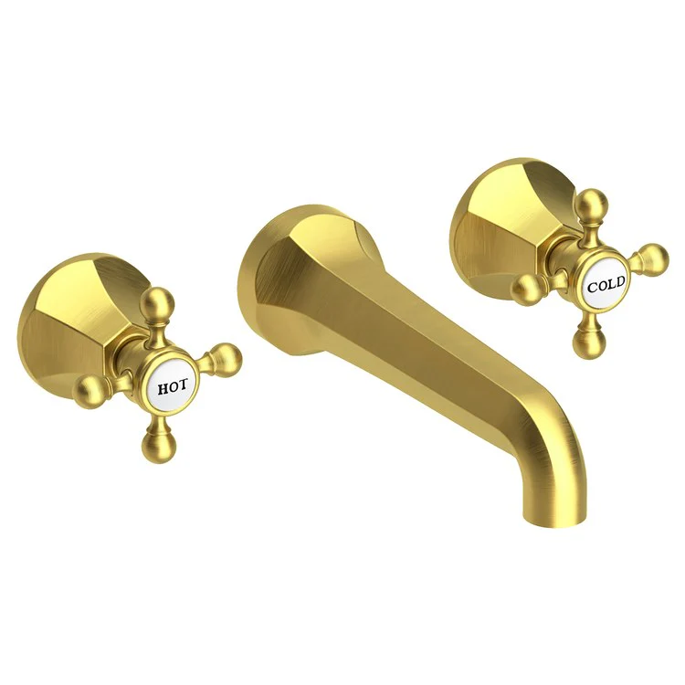 Lavatory Faucet Metropole Wall Mount 8 Inch Spread 2 Cross ADA WaterSense Stainless Steel PVD 1.2 Gallons Per Minute Brass Less Drain Spout Reach 7-1/2 Inch - Frankwebs