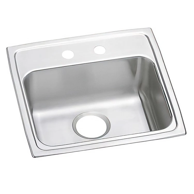Kitchen Sink Lustertone Classic 19.5 x 19 Inch Single Bowl 2 Hole ADA Lustrous Satin Drop-In Rectangle Drain Location Rear Center Depth 4 Inch Bottom Only Pads - Frankwebs