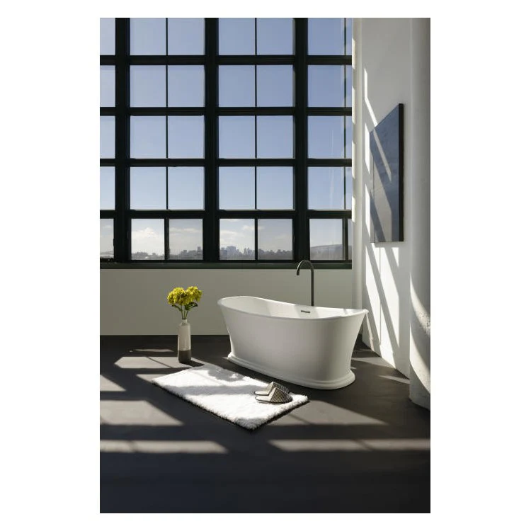 Freestanding Tub Cloud Oval 62 Inch Soaker Brushed Nickel/True High Gloss Solid Surface - Frankwebs