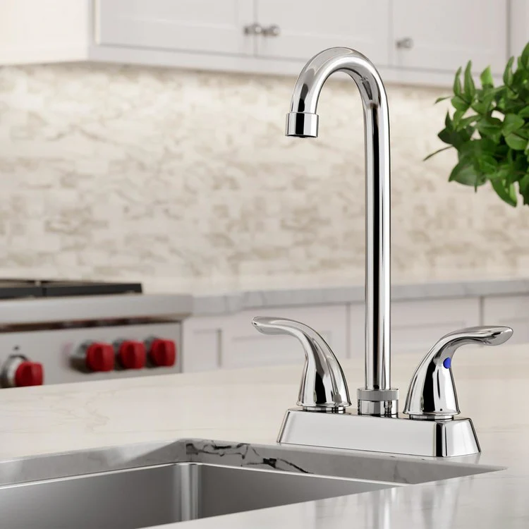 Bar Faucet Everyday Deck Mount 2 Lever ADA Chrome Spout Type Standard - Frankwebs