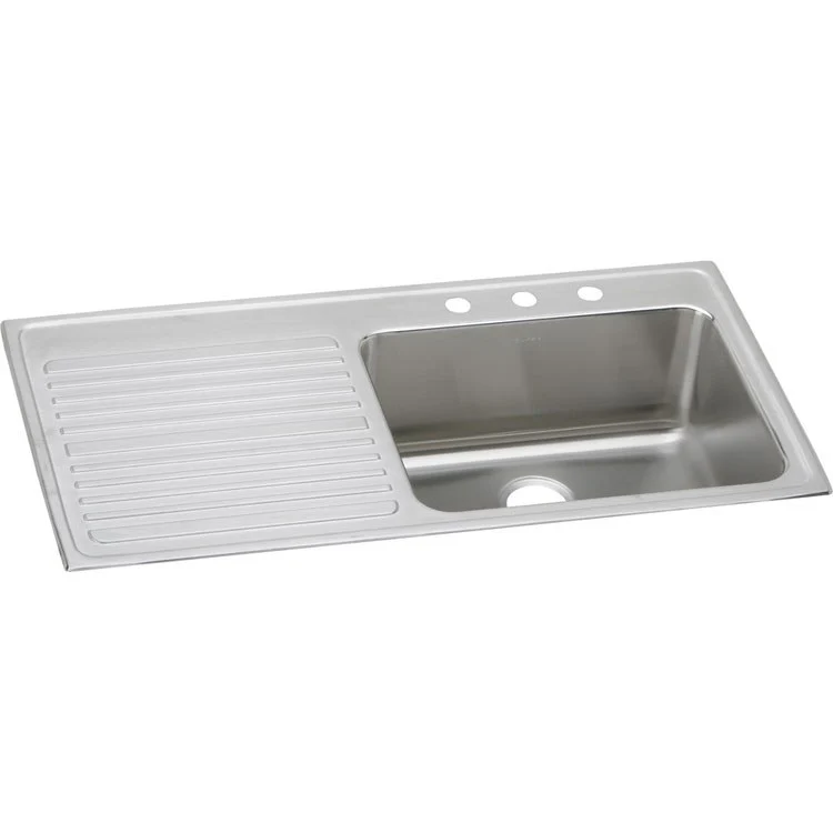 Kitchen Sink Lustertone Classic 43 x 22 Inch Single Bowl with Left Drainboard 1 Hole Lustrous Satin Drop-In - Frankwebs