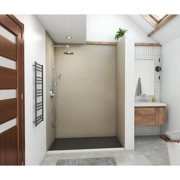 Shower Wall Kit Modern Subway Tile Glue Up 36 x 62 x 96 Inch Carrara Swanstone - Frankwebs