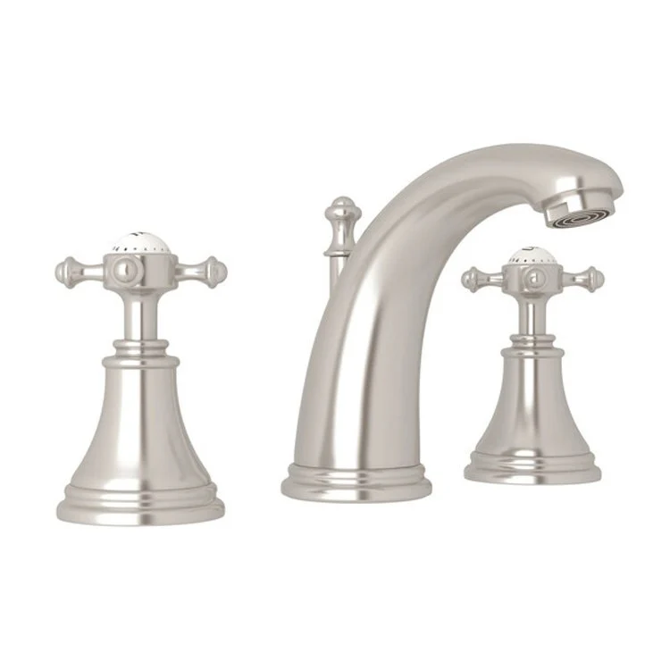 Lavatory Faucet Georgian Era 6-15 Inch Spread 2 Cross Satin Nickel 1.2 Gallons per Minute High Neck Spout - Frankwebs