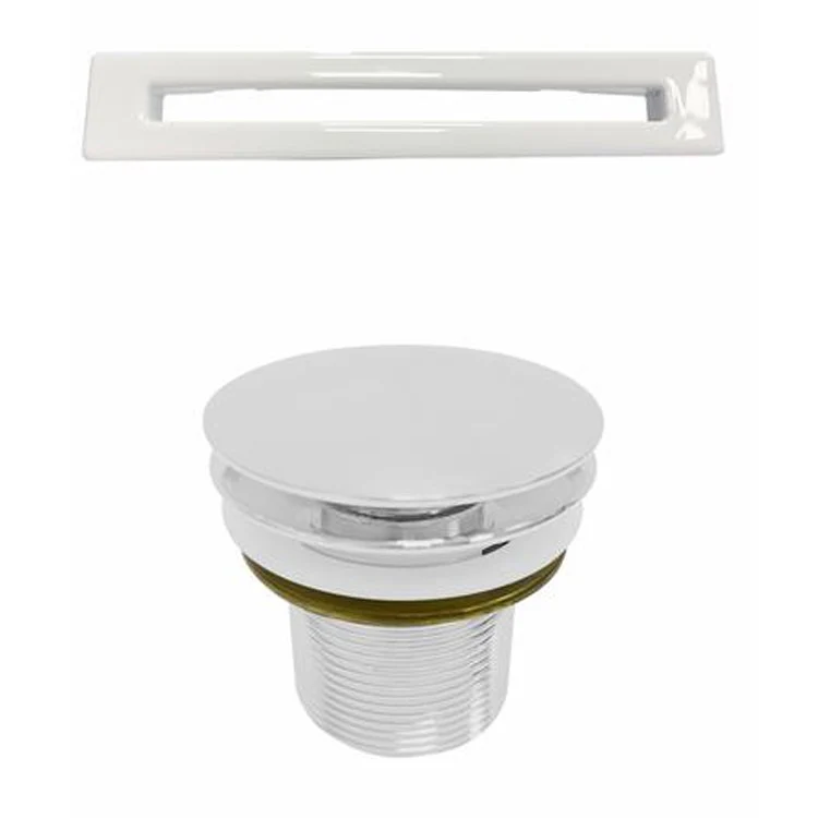 Freestanding Tub Olmos 59 Inch Oval Acrylic White/White Drain and Overflow No Faucet Holes Tap Deck - Frankwebs