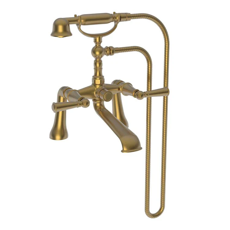 Tub Filler Aylesbury Deck Mount Exposed with Handshower 7-1/4 Inch Spread 2 Lever ADA Antique Copper 2 Hole - Frankwebs