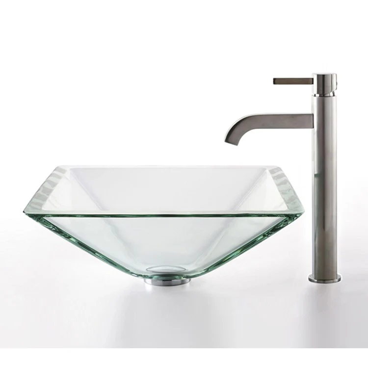 Square Glass Vessel Sink with Ramus Faucet - Frankwebs