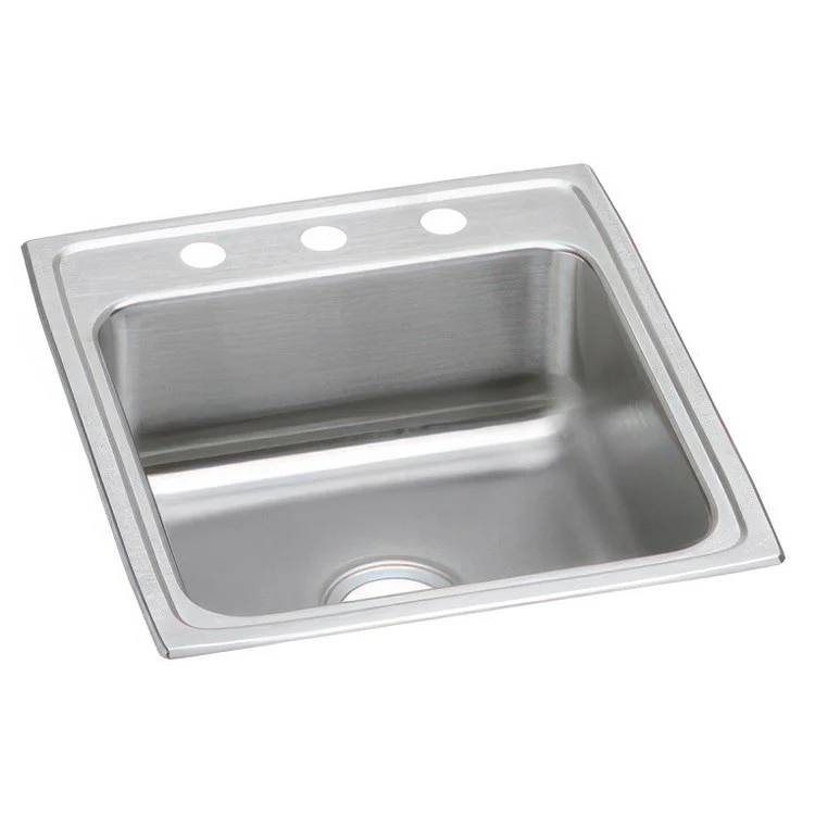 Kitchen Sink Lustertone Classic 19.5 x 22 Inch Single Bowl ADA Lustrous Satin Drop-In Rectangle Drain Location Rear Center Depth 5 Inch Bottom Only Pads - Frankwebs