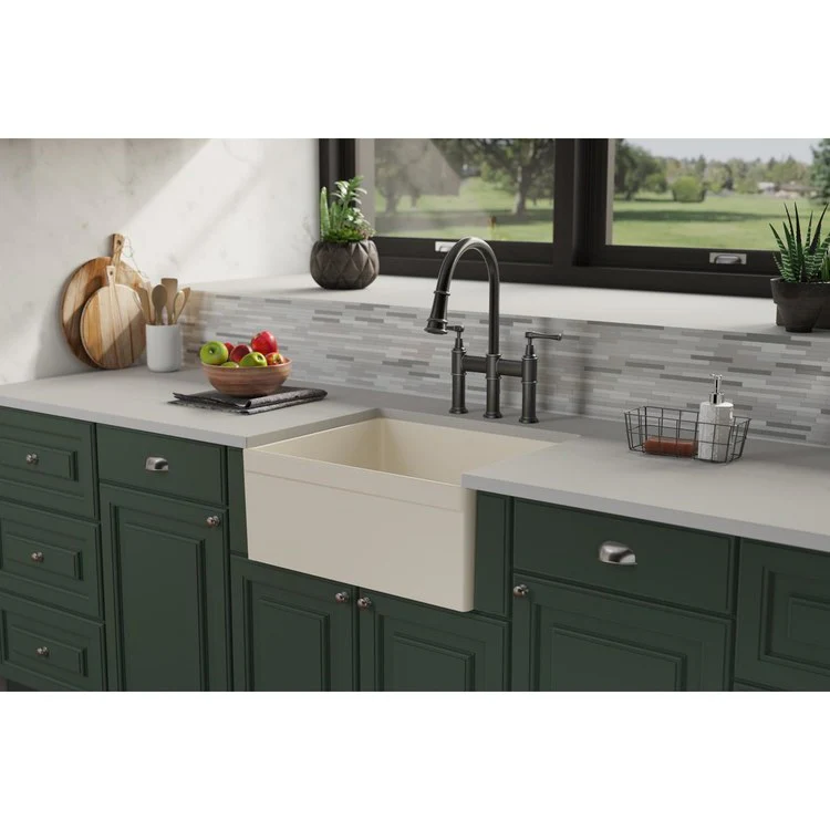 Kitchen Sink Fireclay 24.5 x 20 Inch Single Bowl Apron Front Biscuit Farmhouse Drain Location Center - Frankwebs