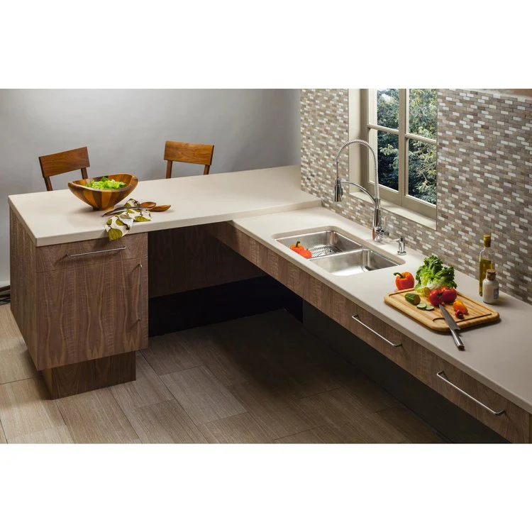 Kitchen Sink Lustertone Classic 30.75 x 18.5 Inch Double Bowl Equal ADA Lustertone Undermount Rectangle Drain Location Rear Center Depth 4-7/8 Inch Bottom Only Pads - Frankwebs