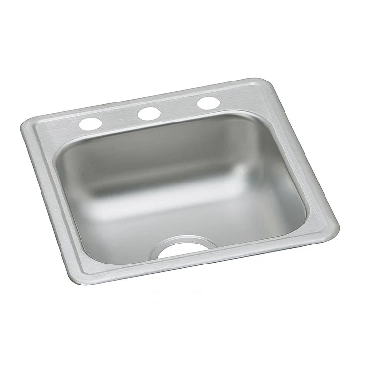 Kitchen Sink Dayton 17 x 19 Inch Single Bowl 3 Hole ADA Satin Drop-In Rectangle Drain Location Center Depth 6-1/5 Inch Bottom Only Pads - Frankwebs