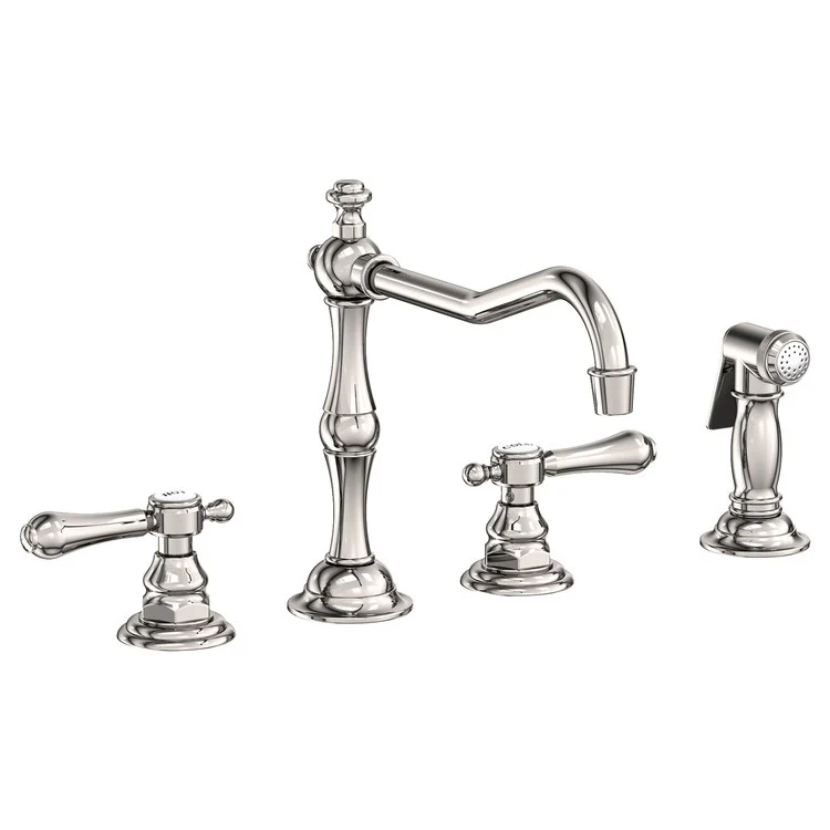 Kitchen Faucet Chesterfield 8 to 20 Inch Spread 2 Lever ADA Satin Gold PVD Pull Out Sidespray Spout Height 5-5/9 Inch Spout Reach 9-1/2 Inch 1.8 Gallons per Minute - Frankwebs