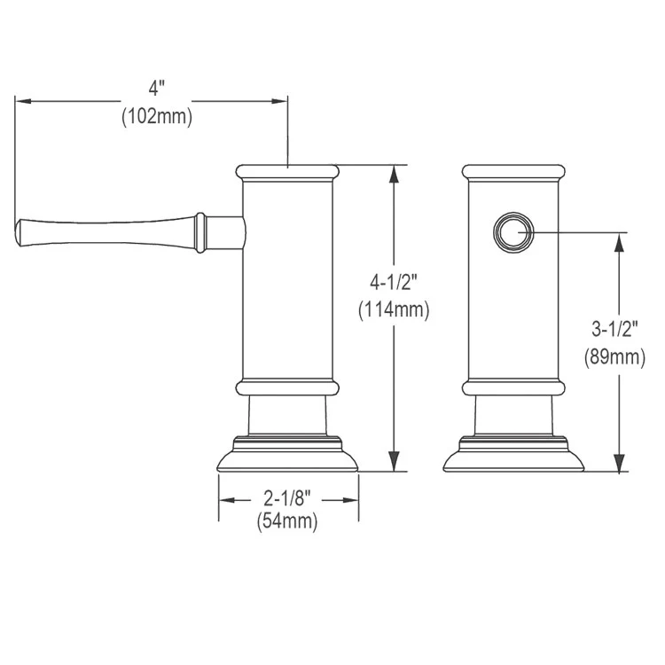 Soap Dispenser Lustrous Steel Sink/Deck Plastic Brass Pump 3-3/4 Inch - Frankwebs