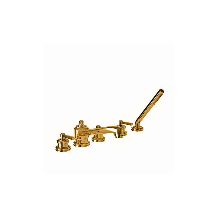 Roman Tub Trim Miro Deck Mount with Handshower 3 Lever Antique Copper ADA 8 to 20 Inch Spread - Frankwebs