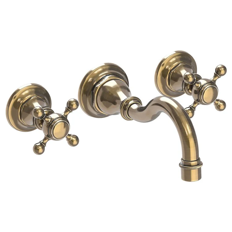Lavatory Faucet Victoria Wall Mount 8 Inch Spread 2 Cross ADA Watersense Polished Brass Uncoated Living 1.2 Gallons Per Minute Brass Less Drain Spout Reach 8-1/6 Inch - Frankwebs