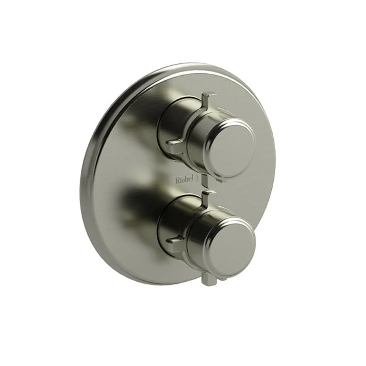 Thermostatic Valve Momenti Pressure Balance System Round 4-Way 2 Cross Brushed Nickel/Black 7-1/8W x 7-1/8H Inch - Frankwebs