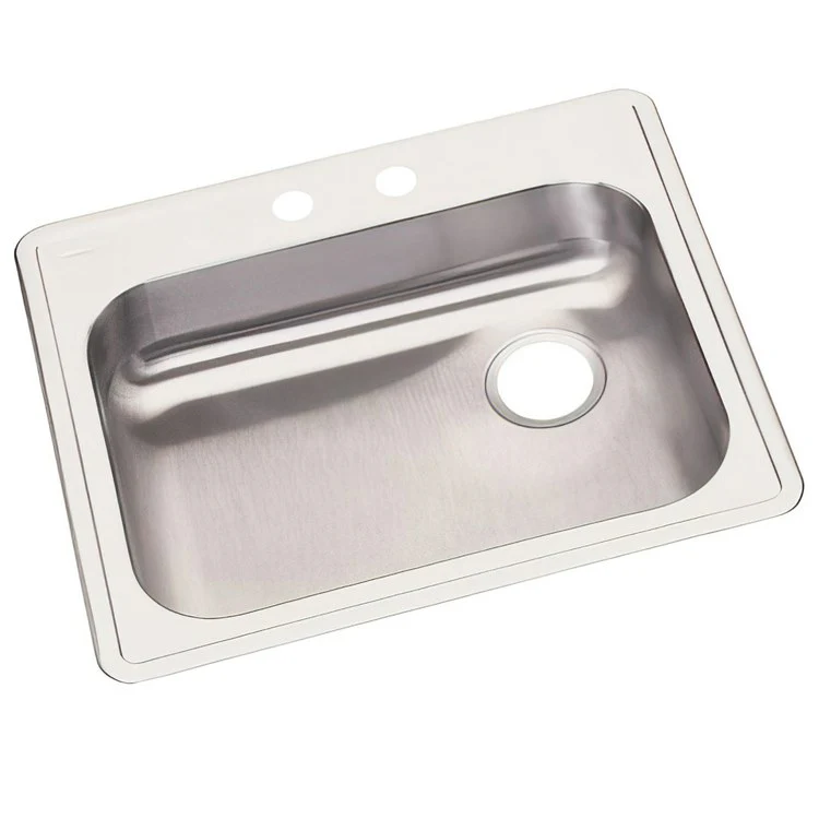 Kitchen Sink Dayton 25 x 21.25 Inch Single Bowl 2 Hole ADA Satin Drop-In Rectangle Drain Location Rear Right Depth 5-3/8 Inch Bottom Only Pads - Frankwebs