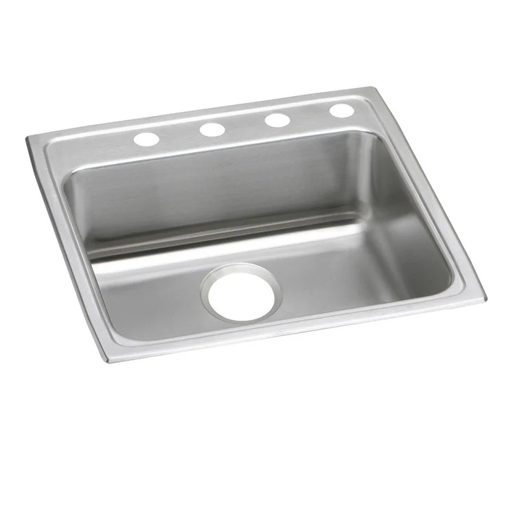 Kitchen Sink Lustertone Classic 22 x 22 Inch Single Bowl 2 Hole ADA Lustrous Highlighted Satin Top Mount Rectangle Drain Location Rear Center Depth 5 Inch Full Spray Sides and Bottom - Frankwebs