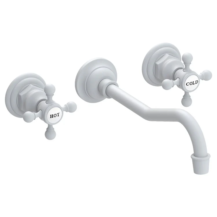 Lavatory Faucet Chesterfield Wall Mount 8 Inch Spread 2 Cross ADA WaterSense English Bronze 1.2 Gallons Per Minute Brass Less Drain Spout Reach 9-3/4 Inch - Frankwebs