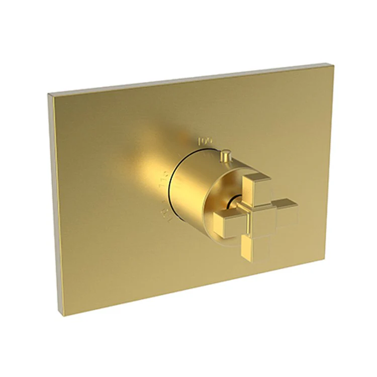 Thermostatic Trim Malvina Rectangular Plate 1 Cross Forever Brass PVD ADA for Rough Valve 1-540 Face Plate and Temperature-Adjust Handle Brass - Frankwebs