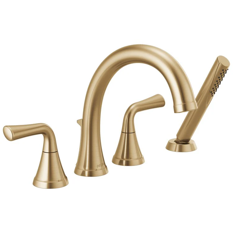 Roman Tub Trim Kayra with Handshower 2 Lever Brilliance Champagne Bronze ADA 4 Hole - Frankwebs