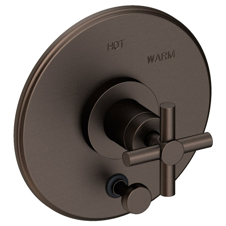 East Linear Pressure Balance Tub/Shower Valve Trim Only with Cross Handle - French Gold PVD - Frankwebs