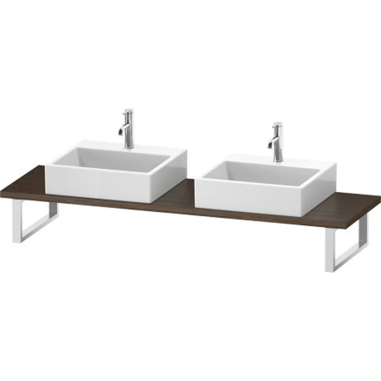 Lavatory Console L-Cube Cappuccino High Gloss Double Basin Compact 31-1/2 x 18-7/8 Inch Ceramic 1-1/8 Inch - Frankwebs