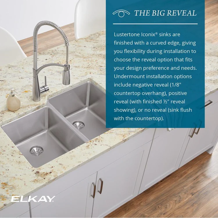 Kitchen Sink Lustertone Iconix 32.5 x 19.5 Inch Single Bowl Luminous Satin Undermount Drain Location Rear Center - Frankwebs