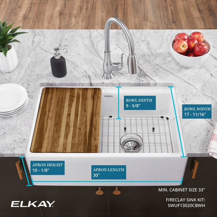 Kitchen Sink Fireclay 30 x 19 Inch Single Bowl Kit Apron Front White Farmhouse Front Drain Location Right Workstation - Frankwebs