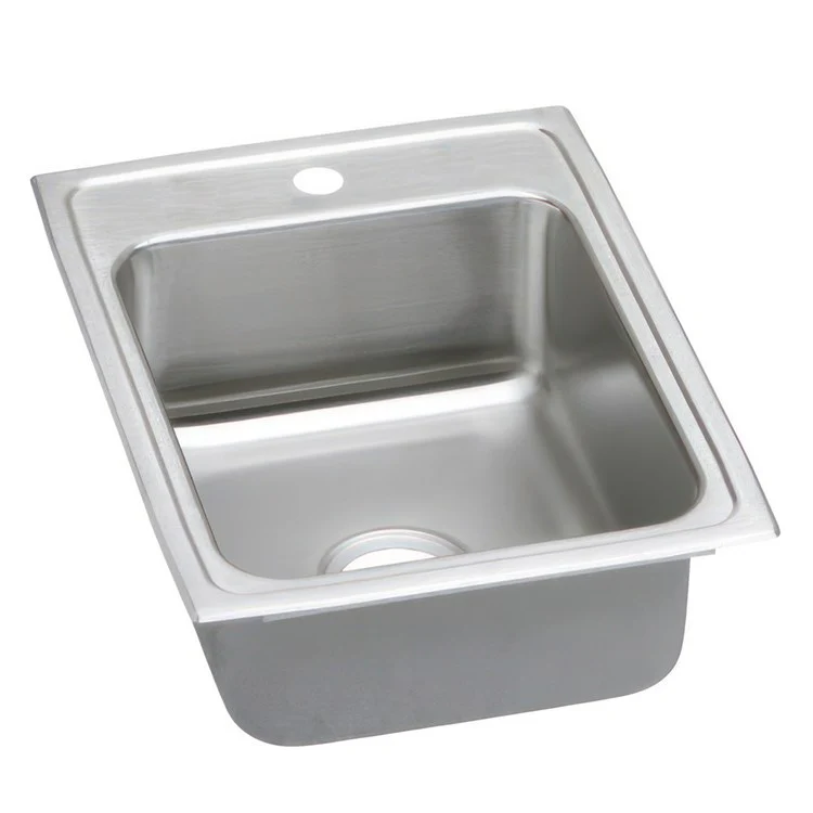 Kitchen Sink Lustertone Classic 17 x 22 Inch Single Bowl 1 Hole ADA Lustrous Highlighted Satin Top Mount Rectangle Drain Location Rear Center Depth 5-1/2 Inch Quick Clip Mounting System Full Spray Sides and Bottom - Frankwebs