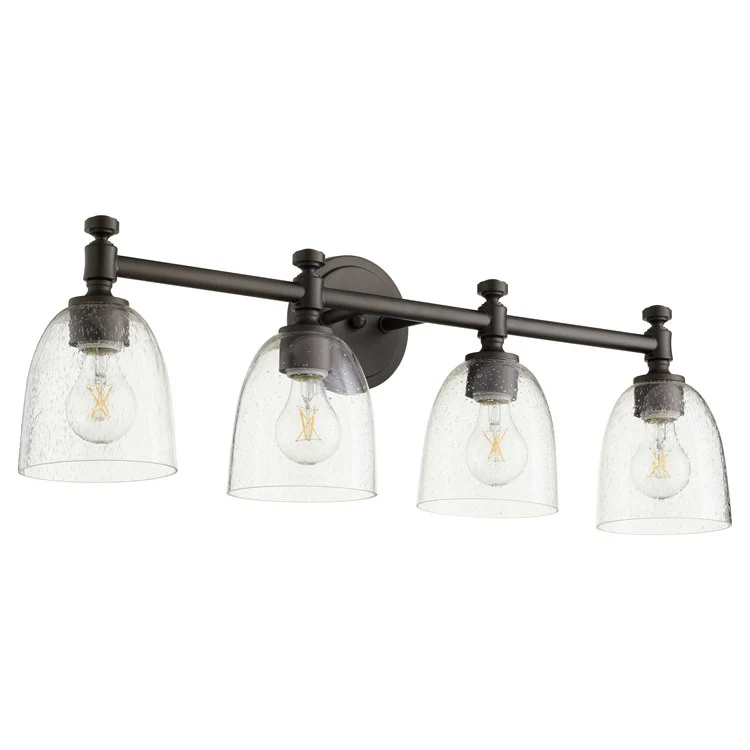 Rossington Four-Light Bathroom Vanity Fixture with Clear Seeded Glass Shades - Frankwebs