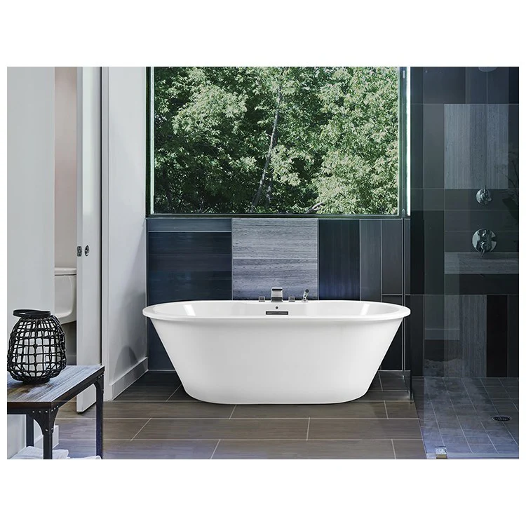 Soaking Tub New Yorker 10 71.75 x 35.5 Inch Freestanding Faucet Deck Center Biscuit Acrylic CXL 83 Gallons 23-1/4 Inch - Frankwebs