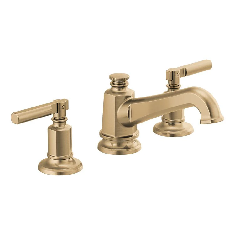 Lavatory Faucet Invari Widespread 6-16 Inch Spread Less Handle ADA WaterSense Brilliance Luxe Gold 1.5 Gallons per Minute Angled Spout - Frankwebs