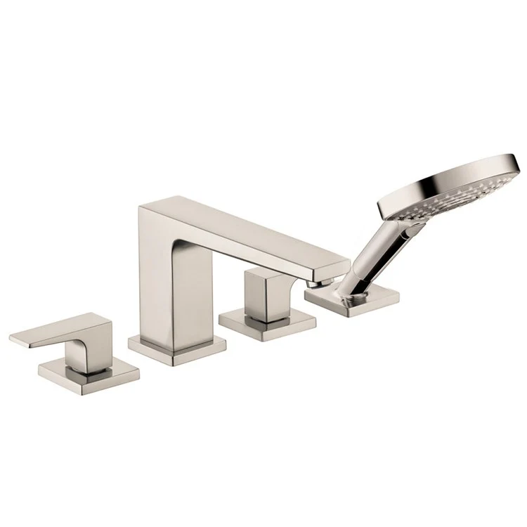 Roman Tub Trim Metropol Deck Mount with Handshower 2 Lever Matte White 8 Inch Spread 6.0 Gallons per Minute - Frankwebs