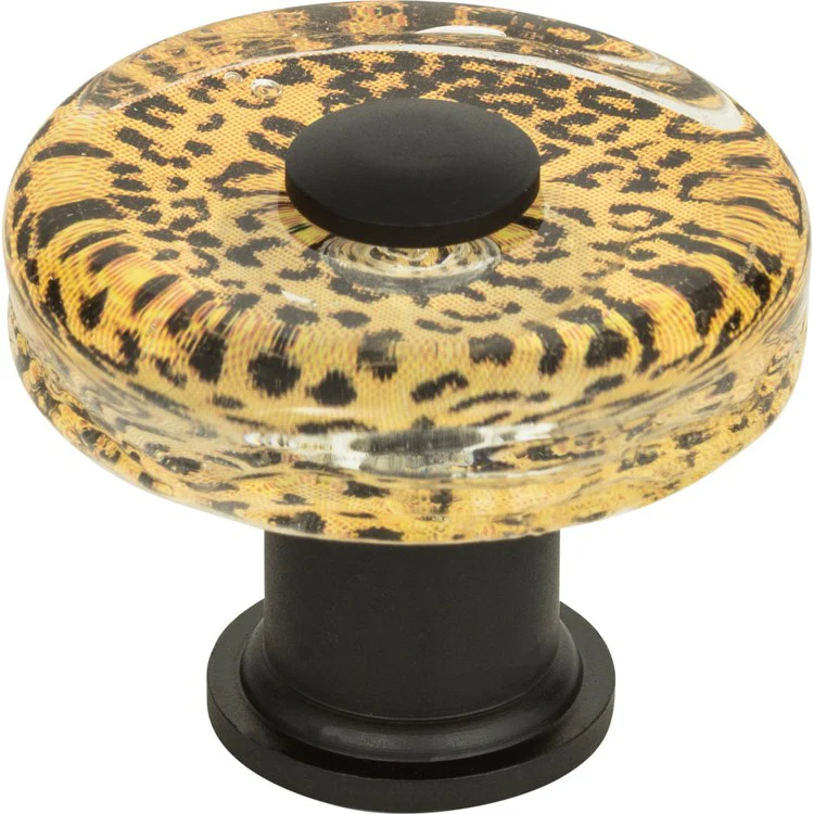 Knob Atlas Cheetah Glass Round Matte Black Brass & Glass 1-1/2 Inch - Frankwebs